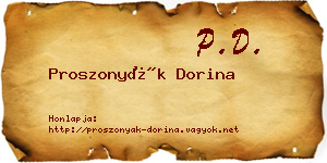 Proszonyák Dorina névjegykártya